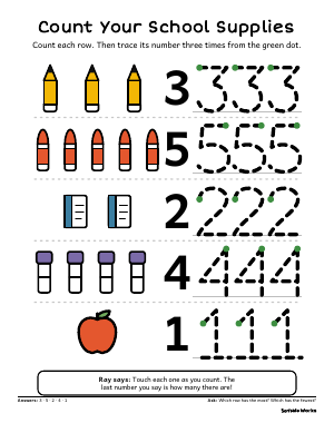 First page of Count Your School Supplies